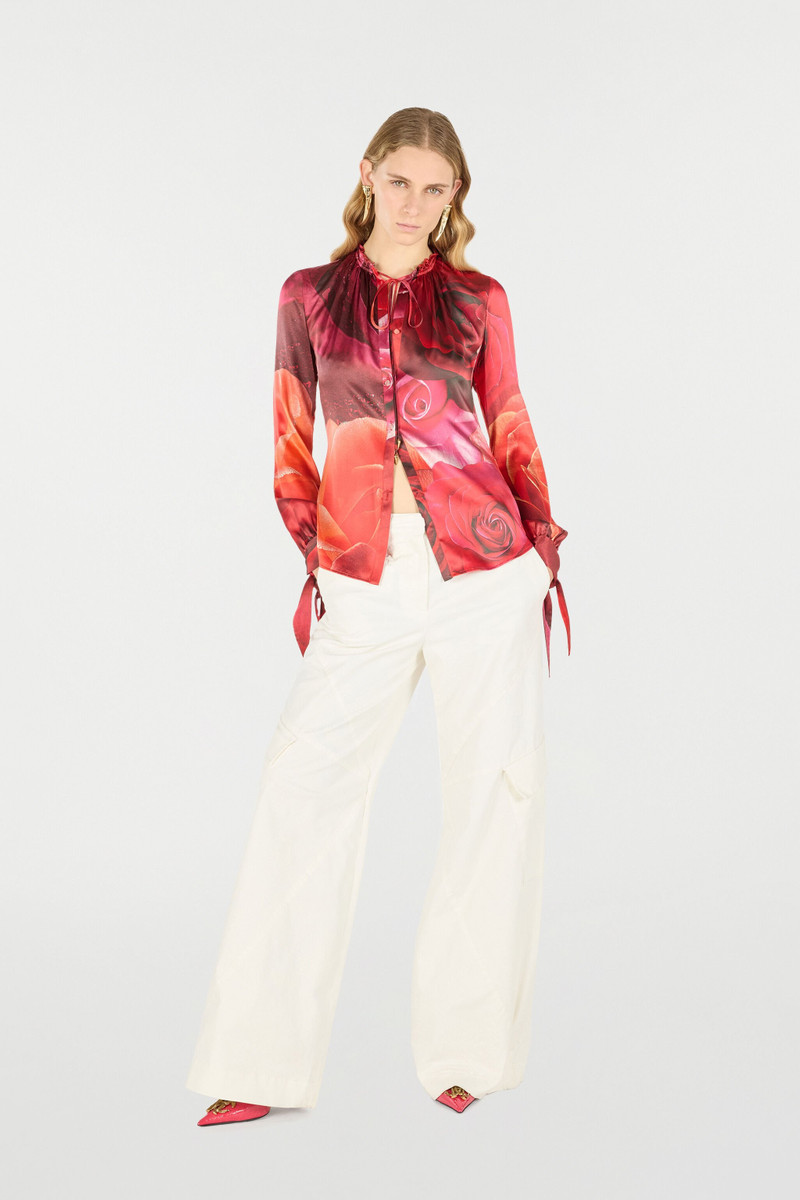Roberto Cavalli Rose-Print Silk Shirt outlook