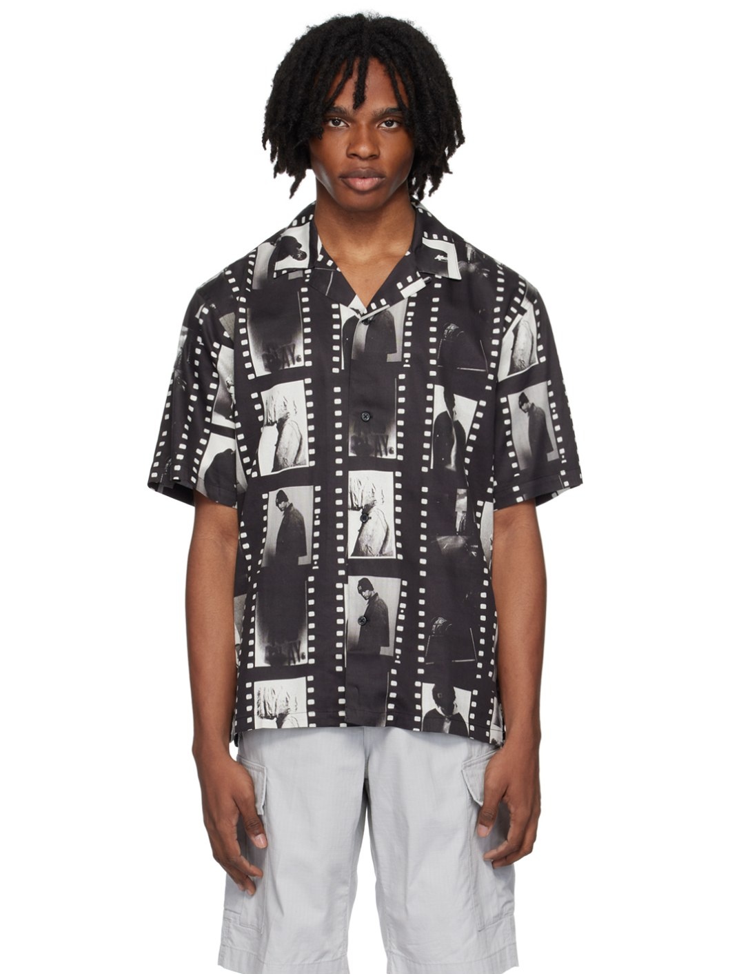 Black Photo Strip Shirt - 1