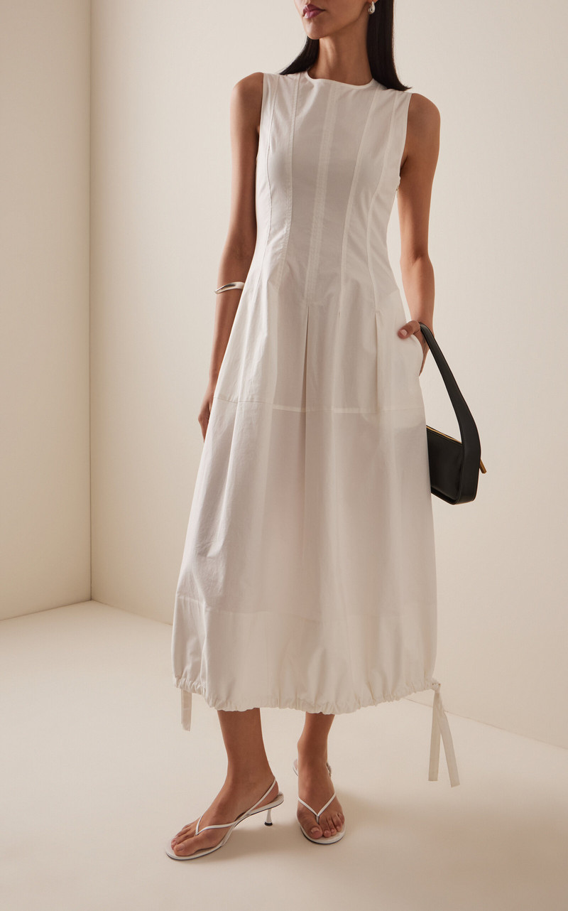 Proenza Schouler Marley Dress in Brushed Poplin white outlook