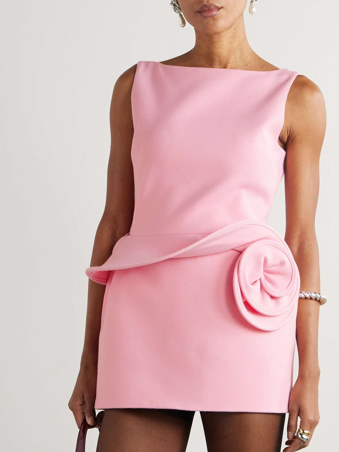 Appliquéd crepe mini dress Pink - 3