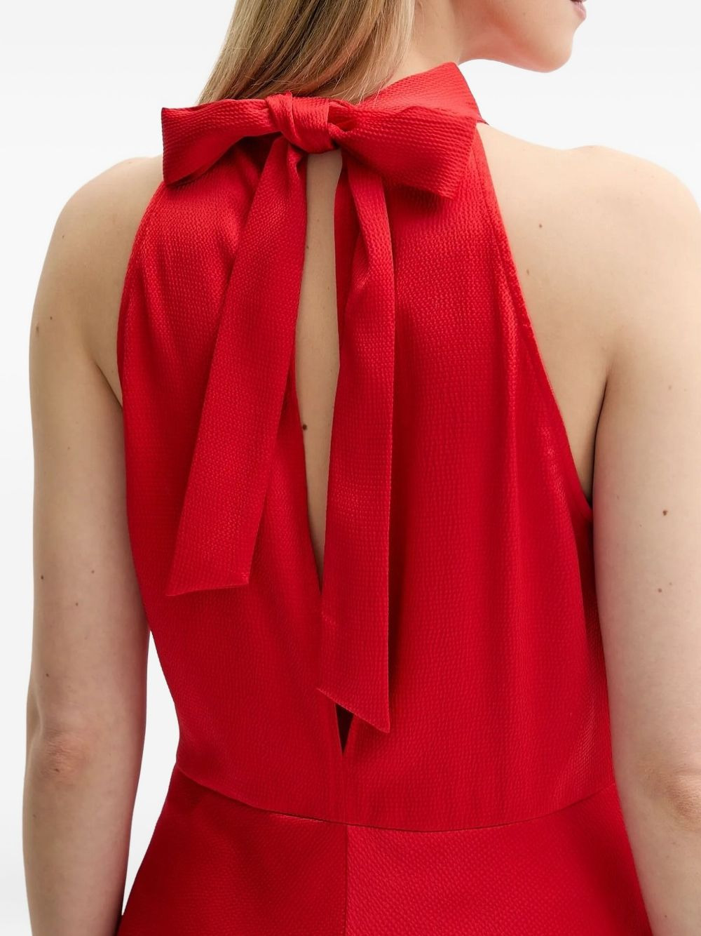 halterneck bow midi party dress - 4
