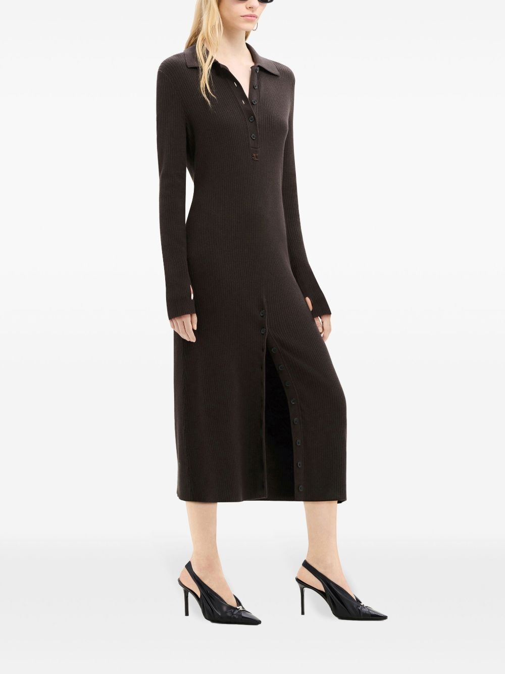 multi-button midi wool dress - 3