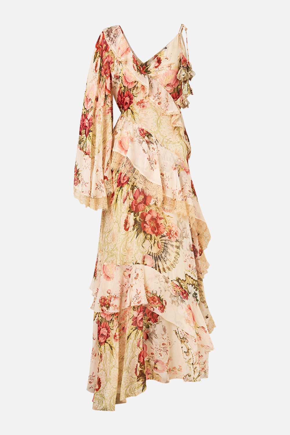 ASYMMETRIC SPLICED RUFFLE DRESS - 9