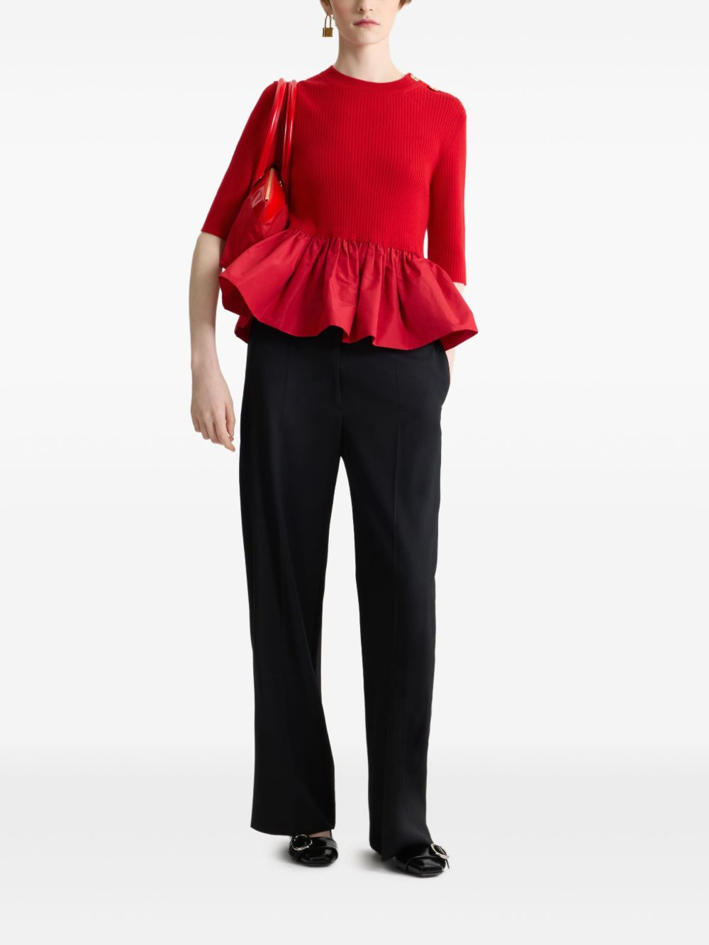 ribbed ruffle-hem jumper - 2
