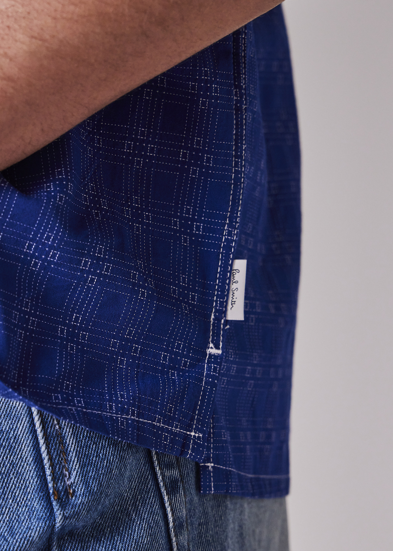 Casual-Fit Cotton Blue 'Geometric' Shirt - 5
