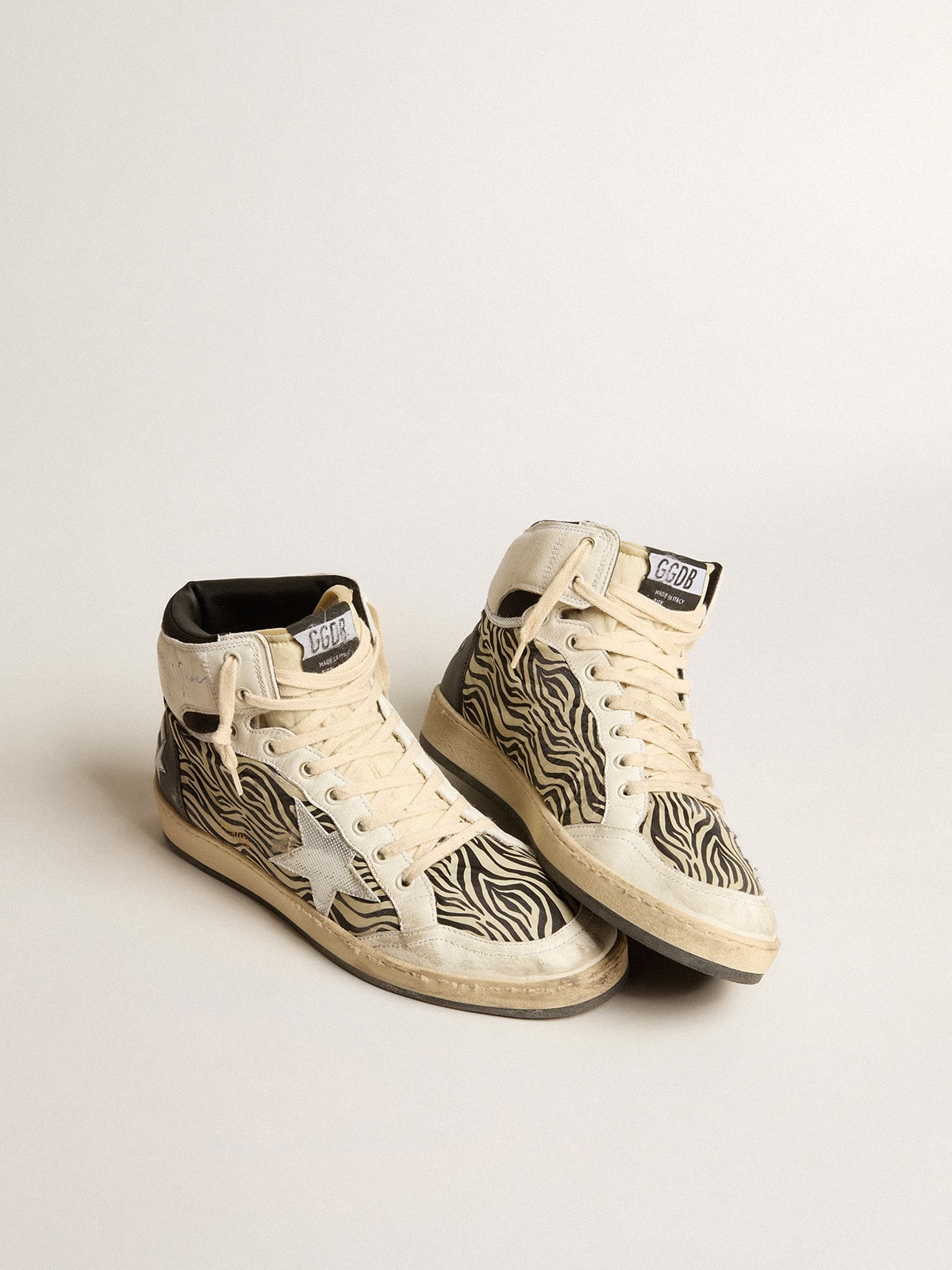 Women’s Sky-Star LAB in zebra nappa with textured silver leather star - 2