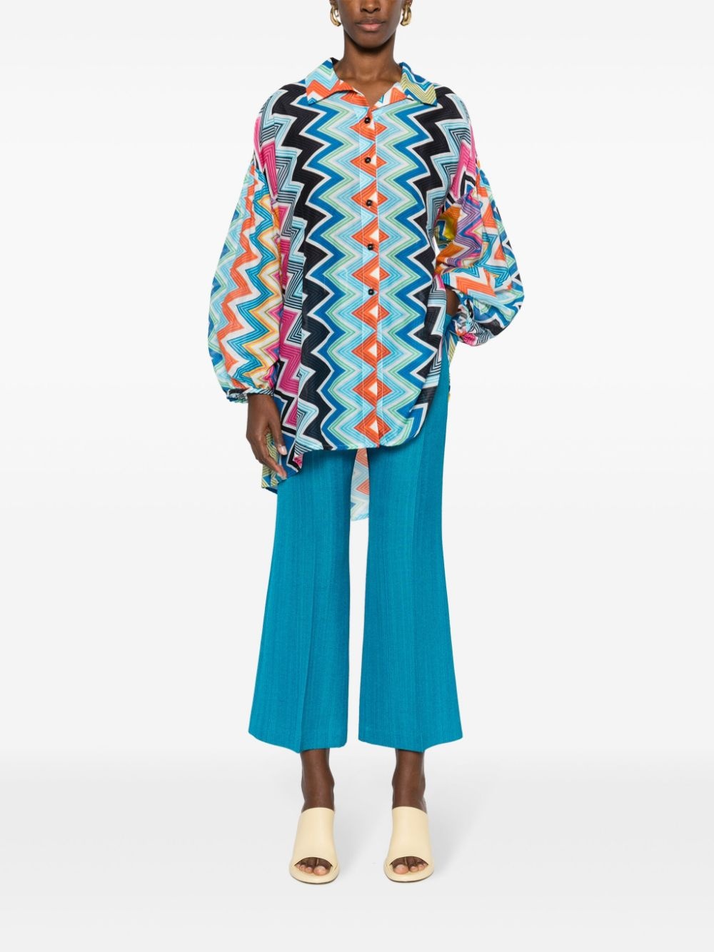 zigzag balloon-sleeves shirt - 2
