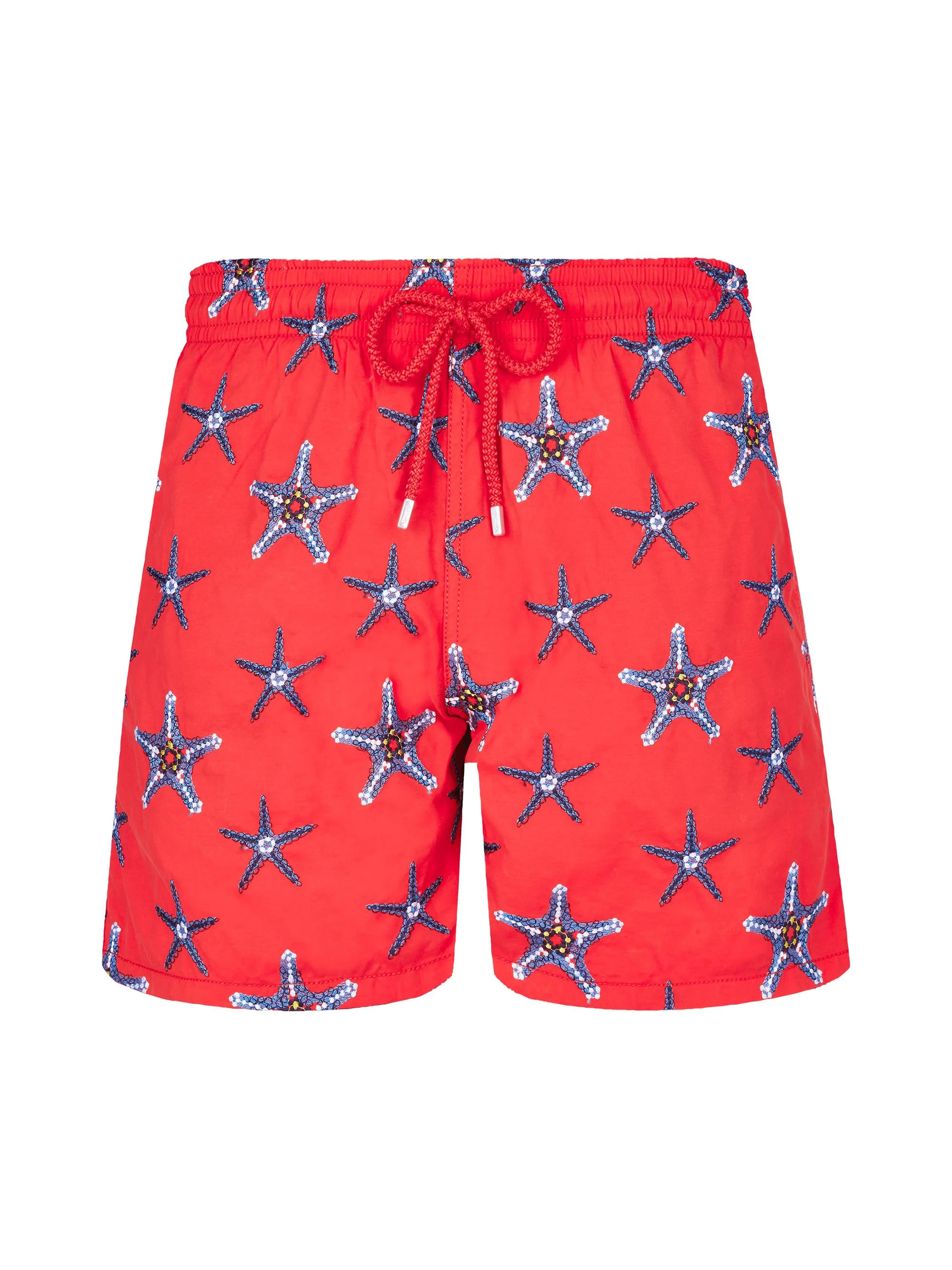 Men's Starfish Embroidered Swim Shorts - Coquelicot - 1
