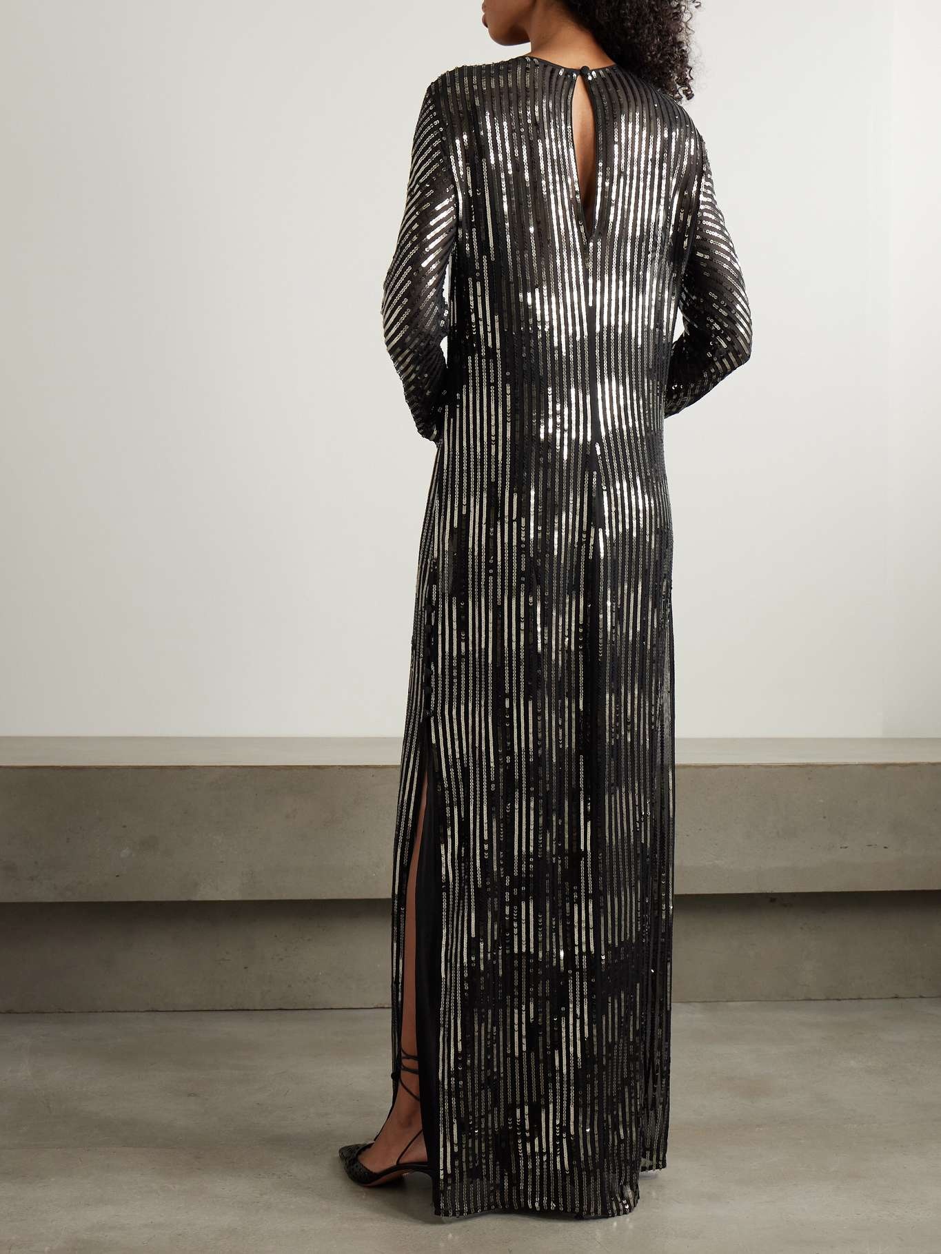 Actitud Nautica sequinned tulle maxi dress Black - 3