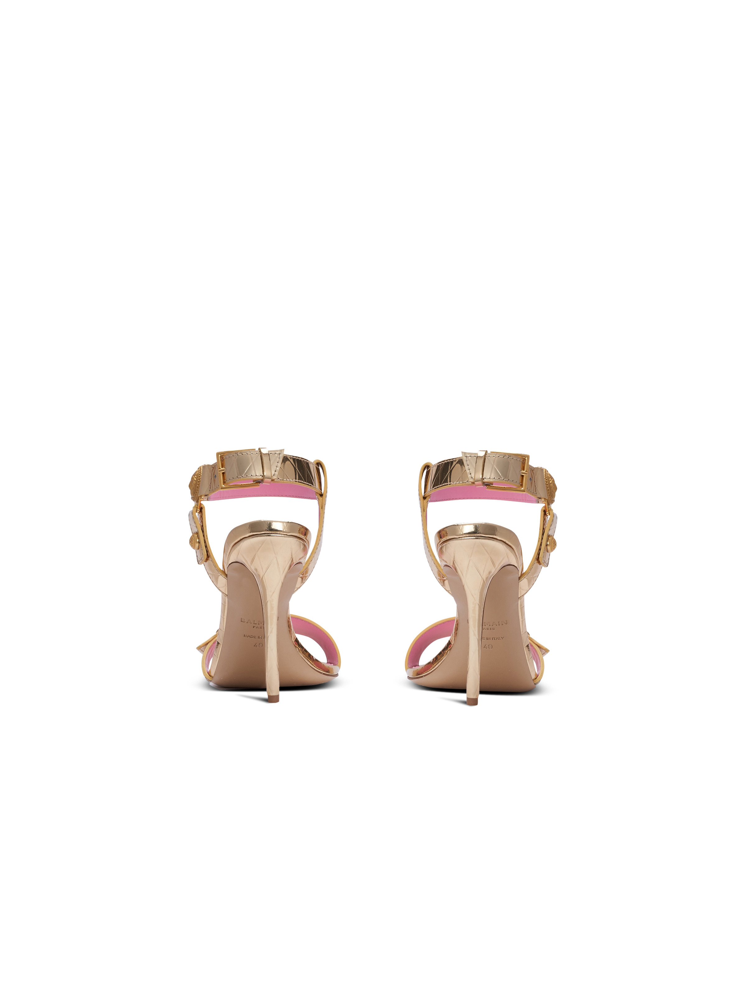 Eva sandals in mirrored leather with an embossed grid motif - 4