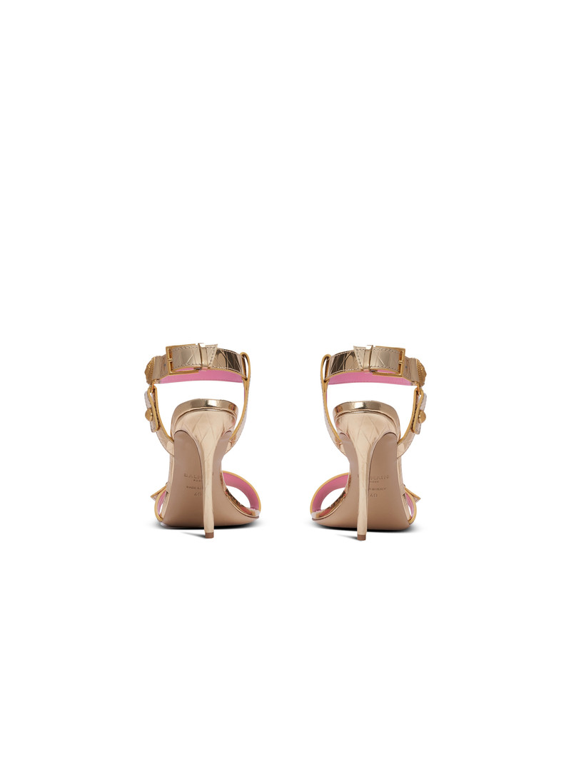 Eva sandals in mirrored leather with an embossed grid motif 4