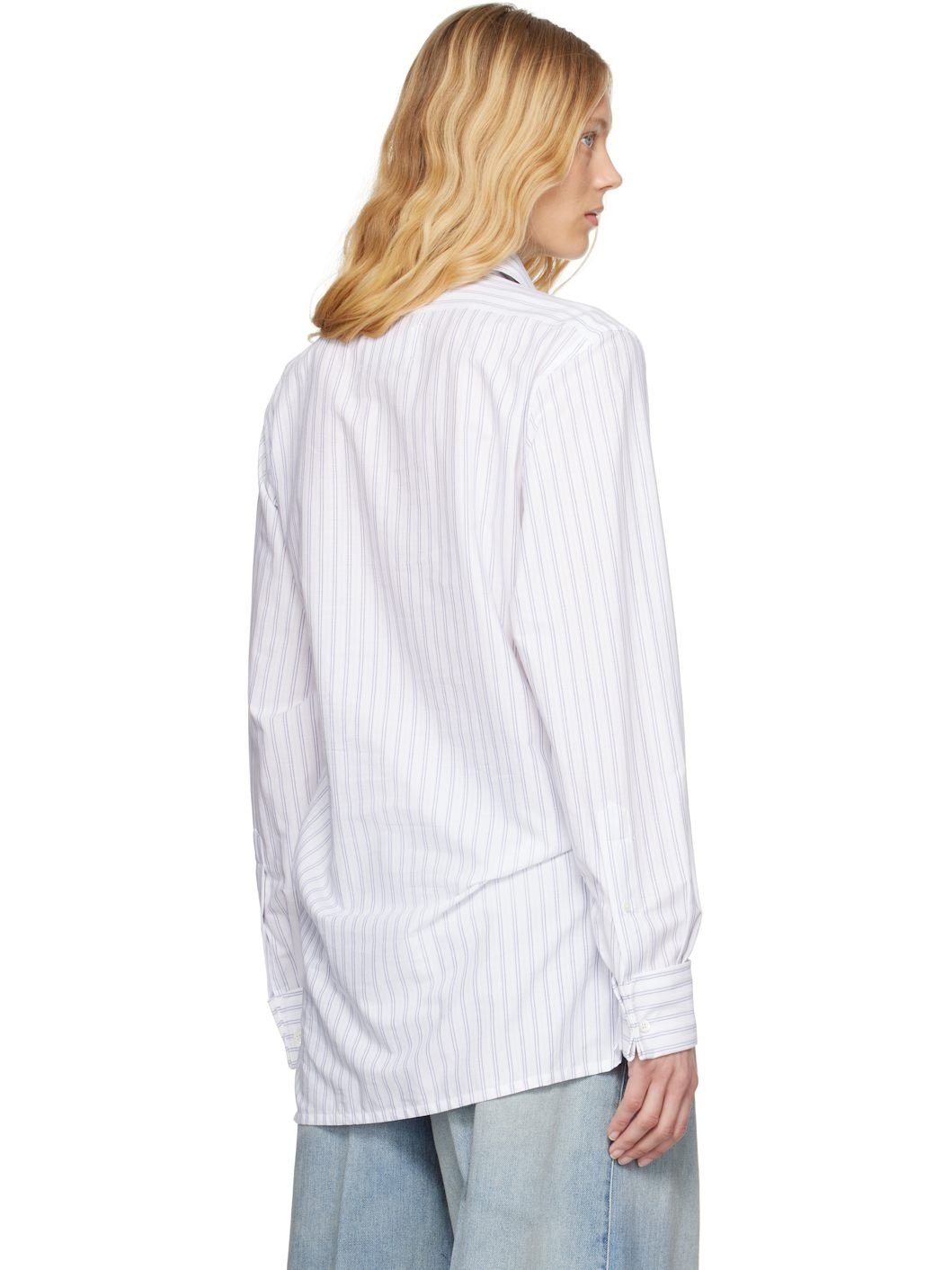 White & Blue Striped Shirt - 3