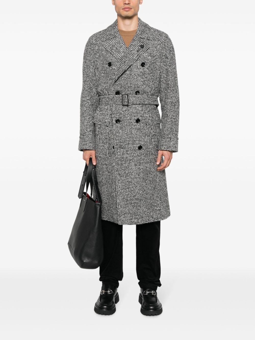 belted double-breasted coat - 2