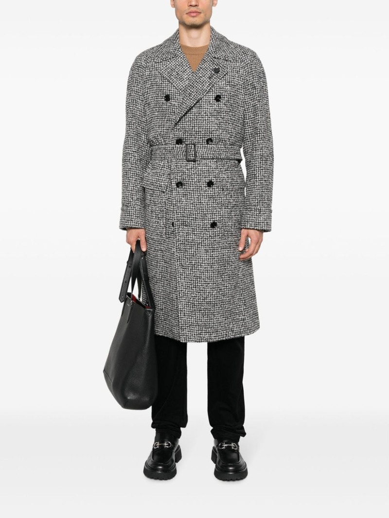 LARDINI belted double-breasted coat outlook