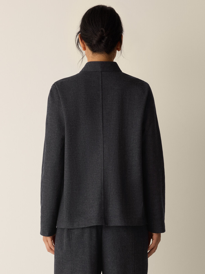 Mélange Boiled Wool Jersey High Collar Jacket in Regenerative Wool 4