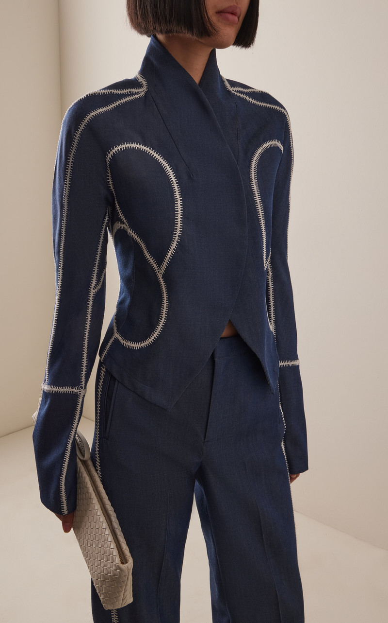 Idolo Stand-Collar Wool Blazer blue 3