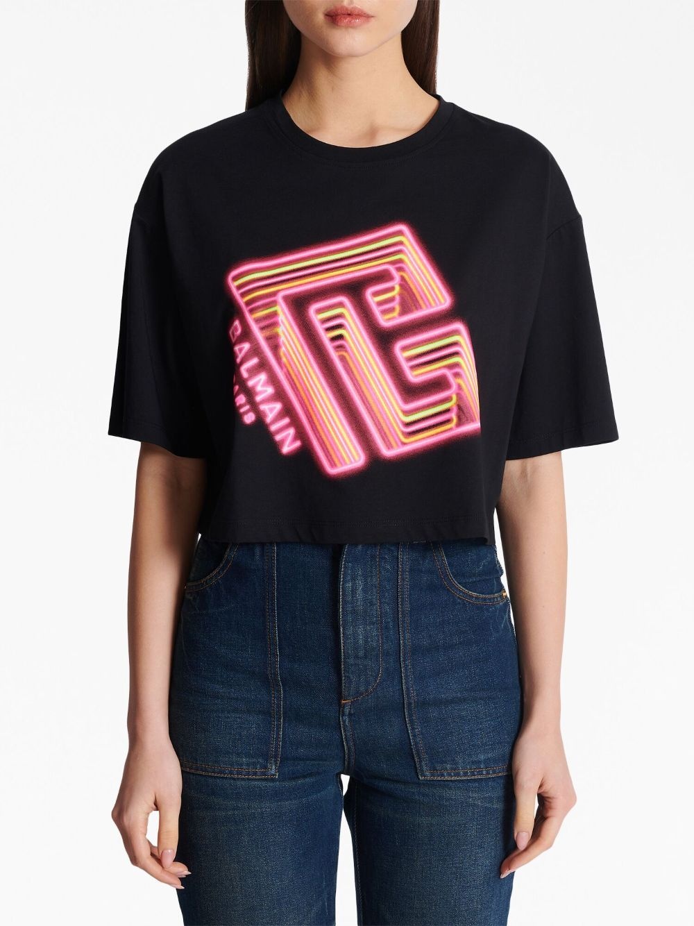 logo-print cropped T-shirt - 5