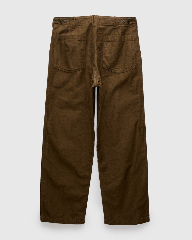 orSlow Linen Moleskin Straight Fatigue Pants in Coffee Brown outlook