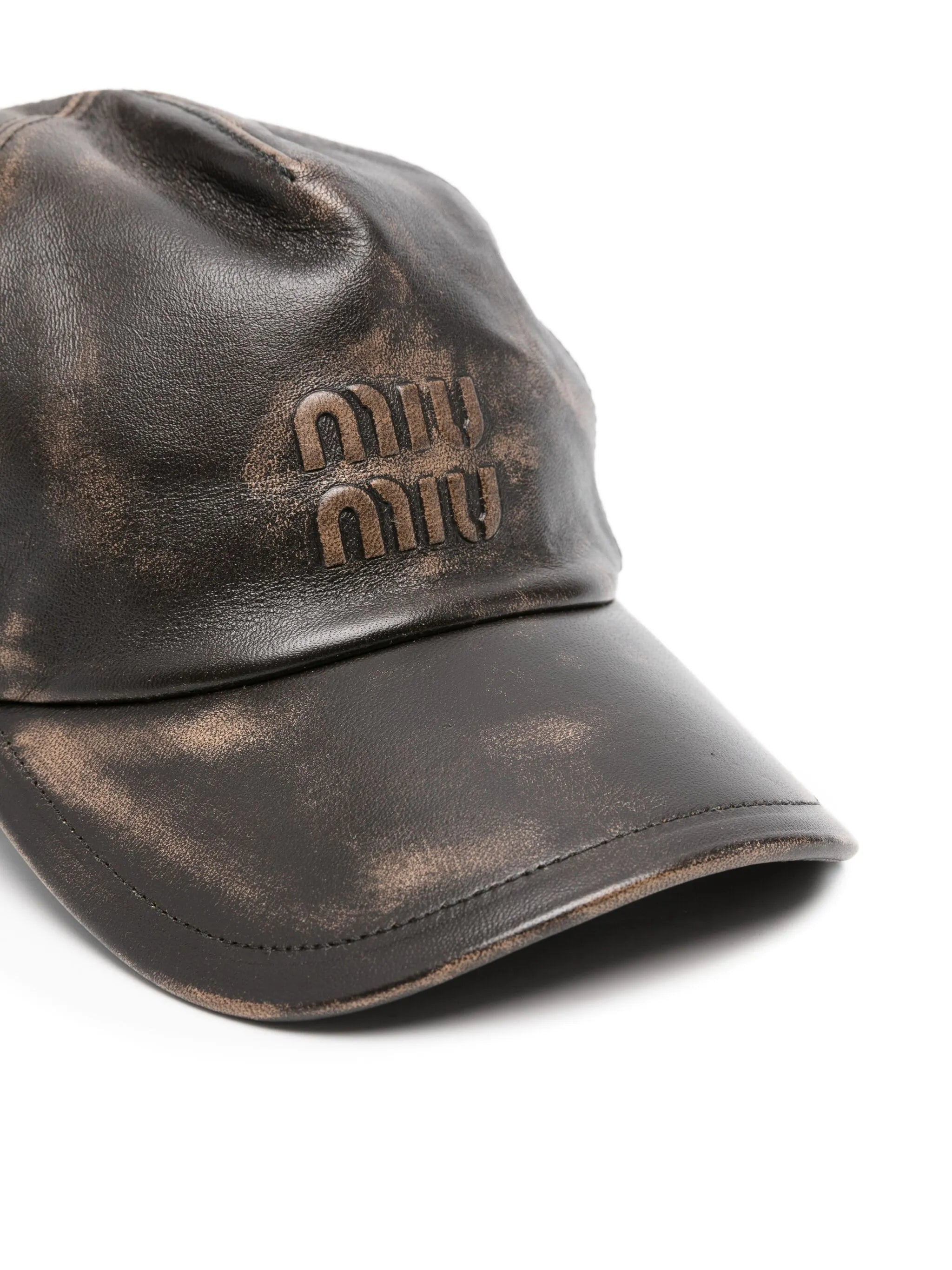 Miu Miu Nappa-leather Logo Baseball Cap - 3