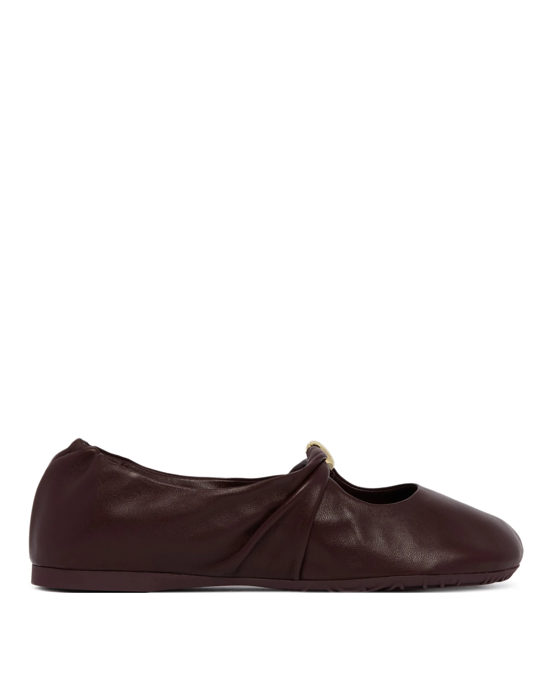 Burgundy Pebble Leather Ballet Flats - 1