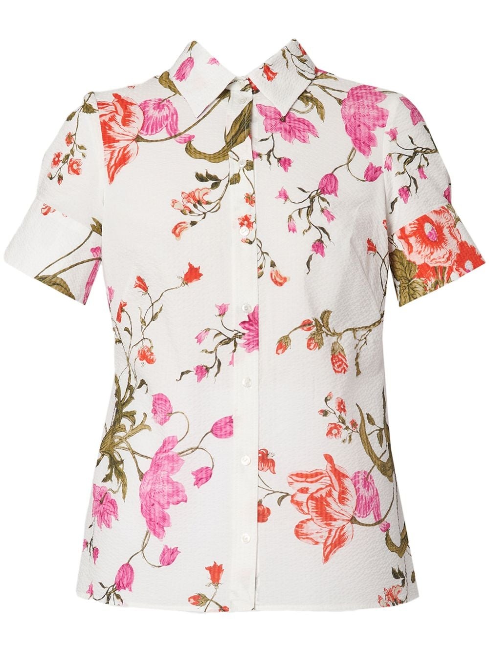 floral-print seersucker shirt - 1