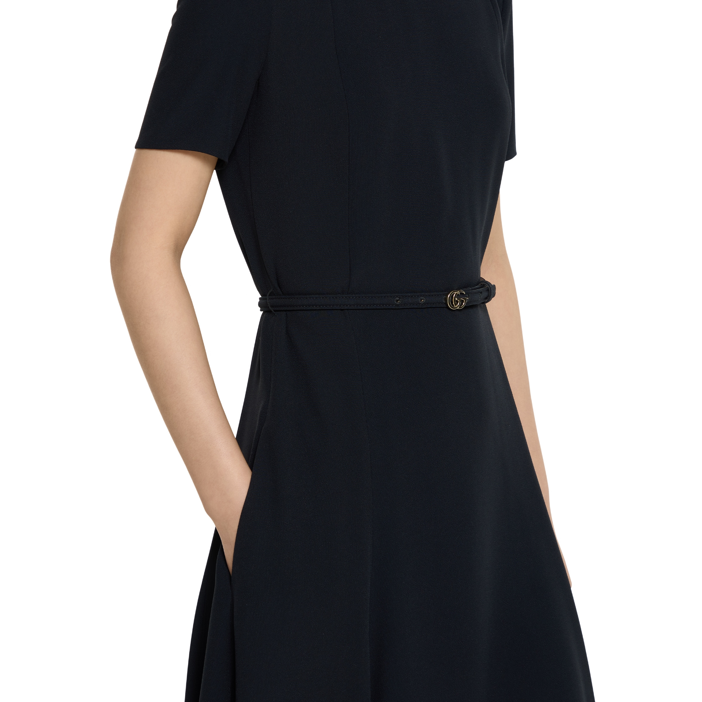 Satin dress with Double G belt - 5
