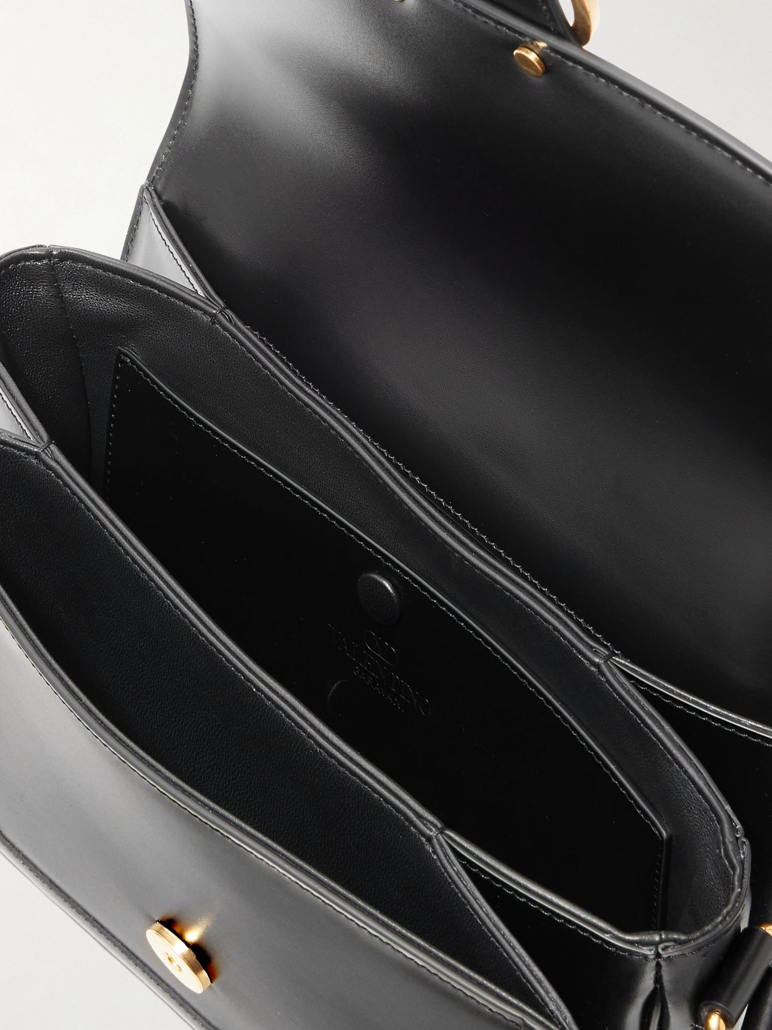 VLogo Leather Shoulder Bag Black - 5