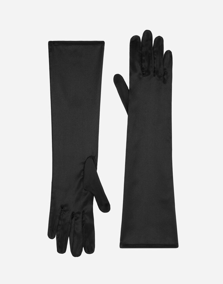 Short silk satin gloves - 1