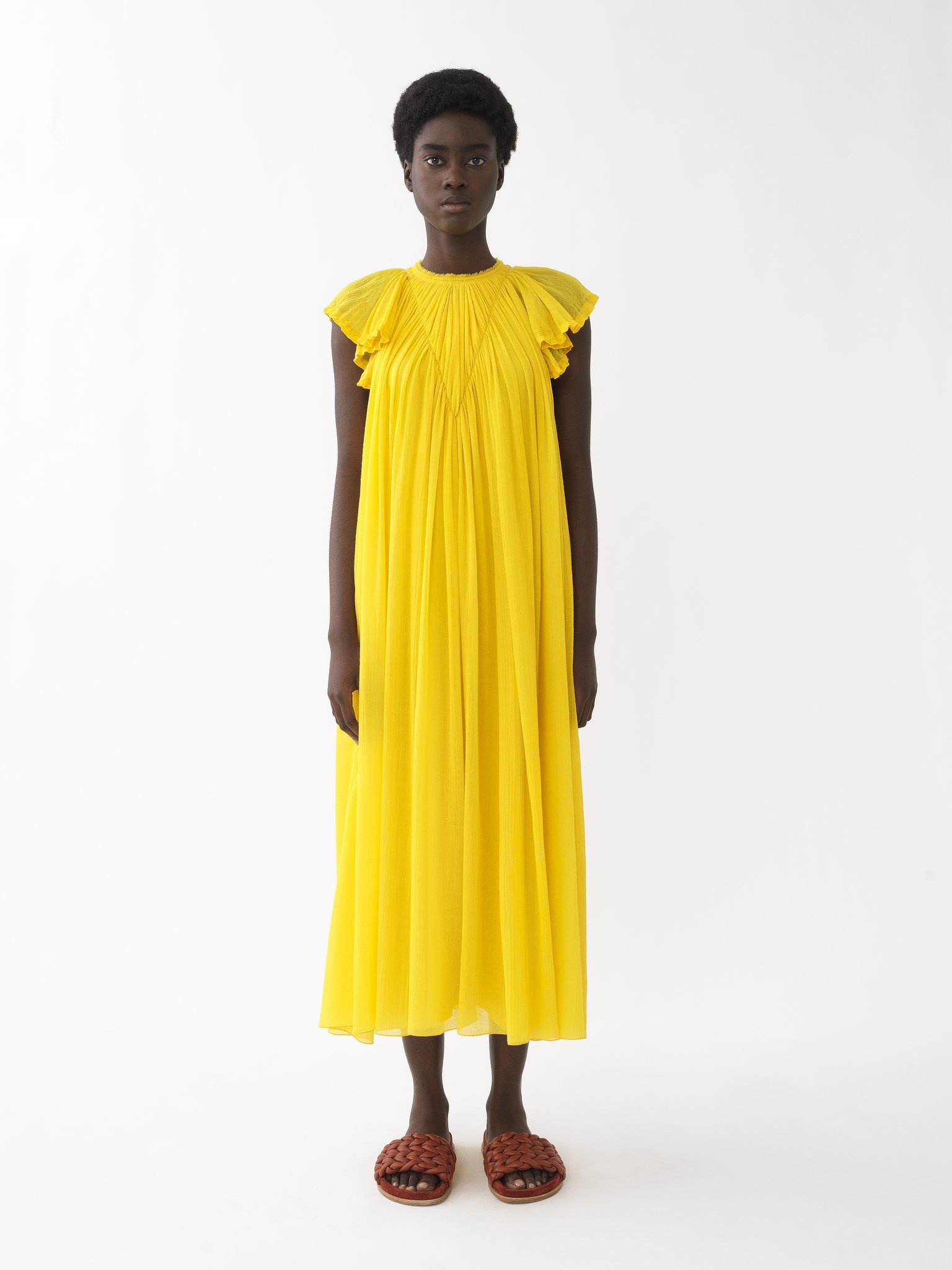 GATHERED CAP-SLEEVE DRESS - 2