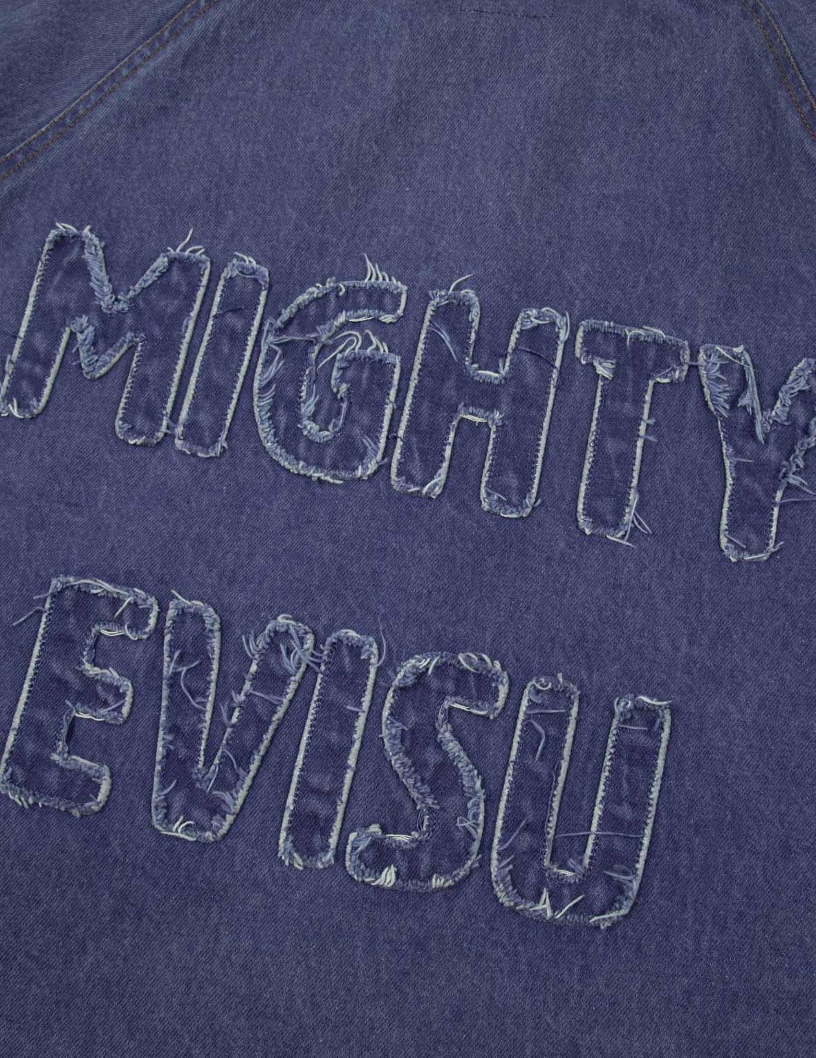 SEAGULL AND SLOGAN EMBROIDERY OVERSIZED  DENIM COACH JACKET - 14