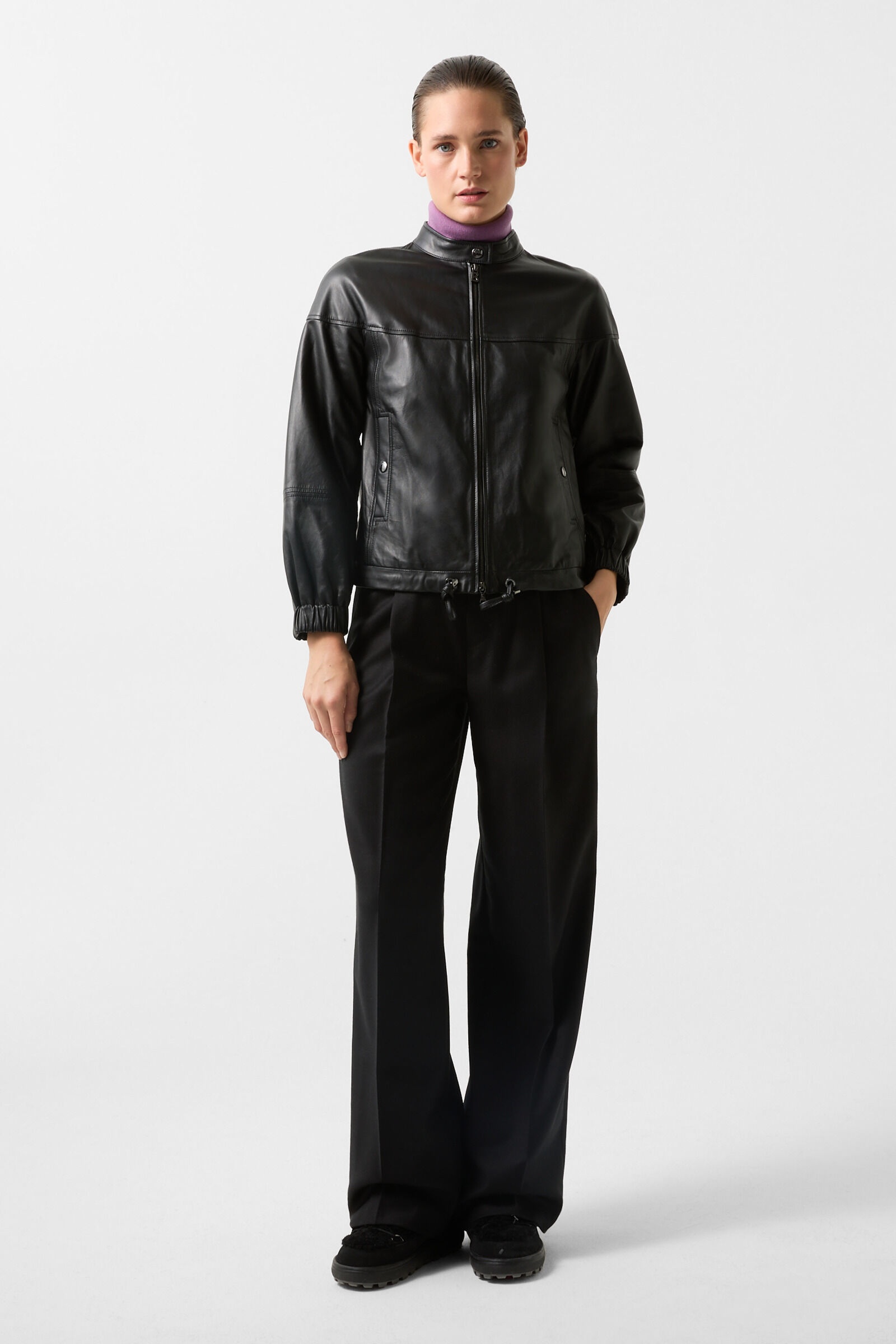 Carol Leather blouson in Black - 4