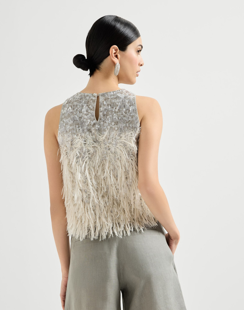 Dazzling dégradé top in cotton and silk fil coupé 3