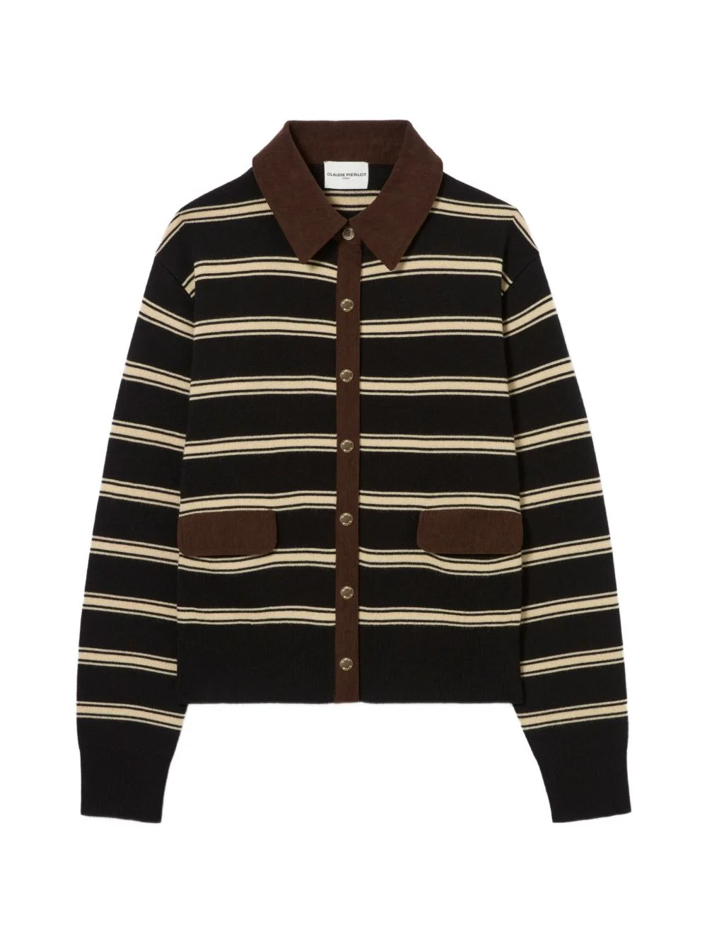 striped-pattern cardigan - 1