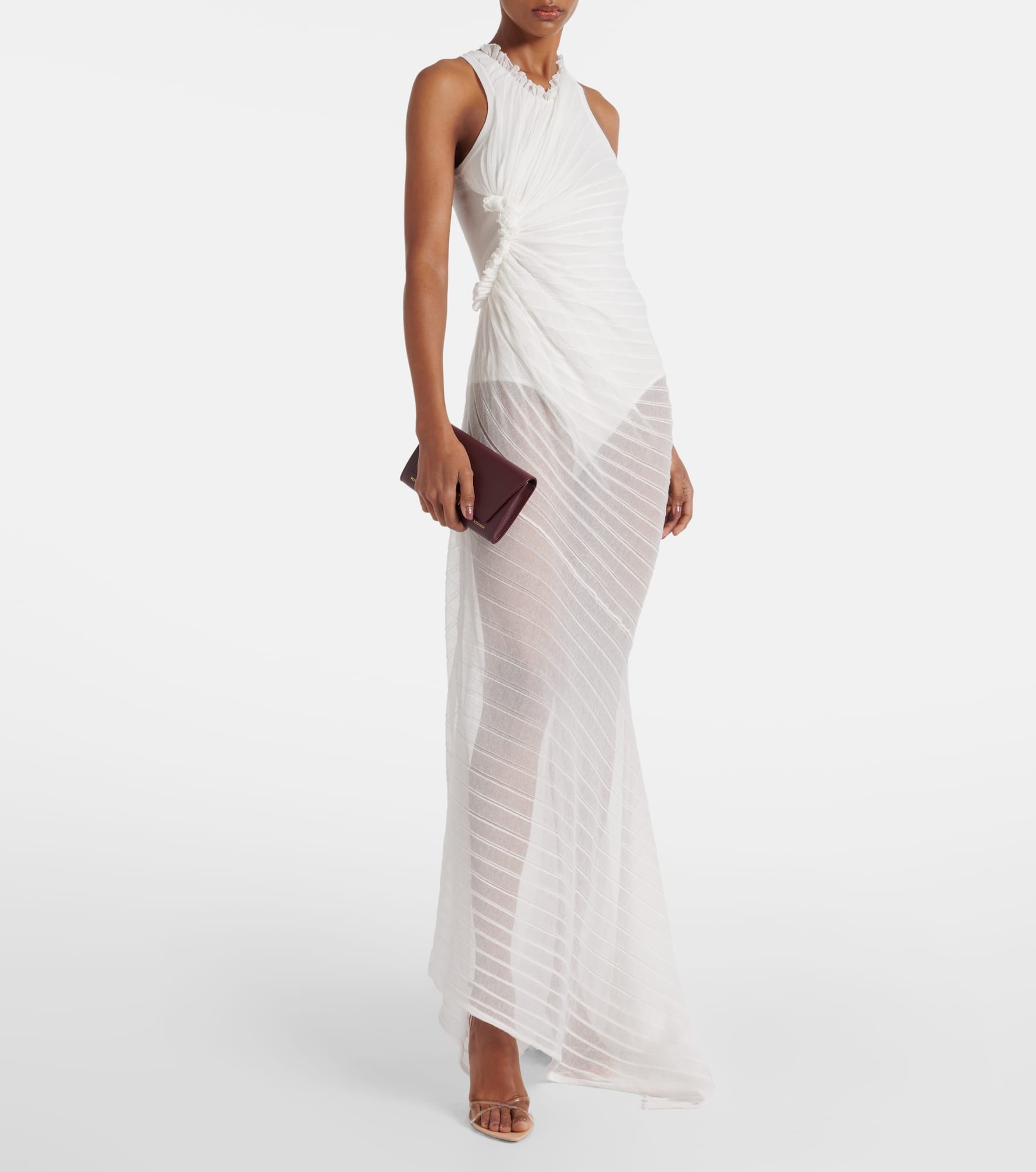 Gathered cotton-blend maxi dress - 2