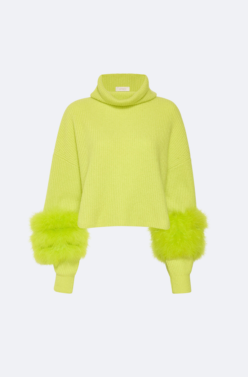 Cashmere Turtleneck Sweater With Marabou 1