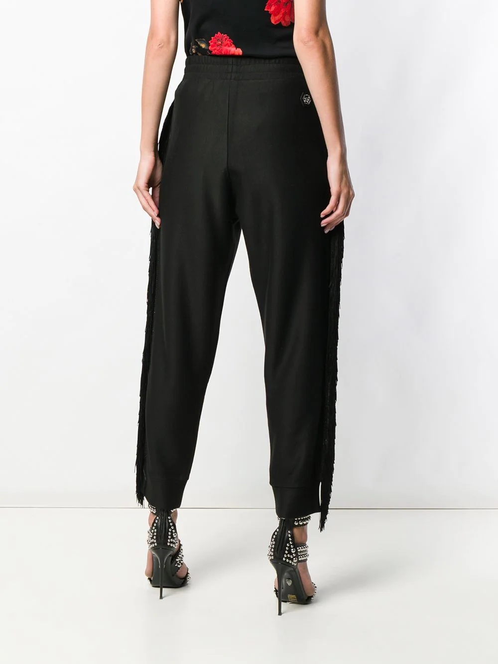 fringed trim track pants - 4