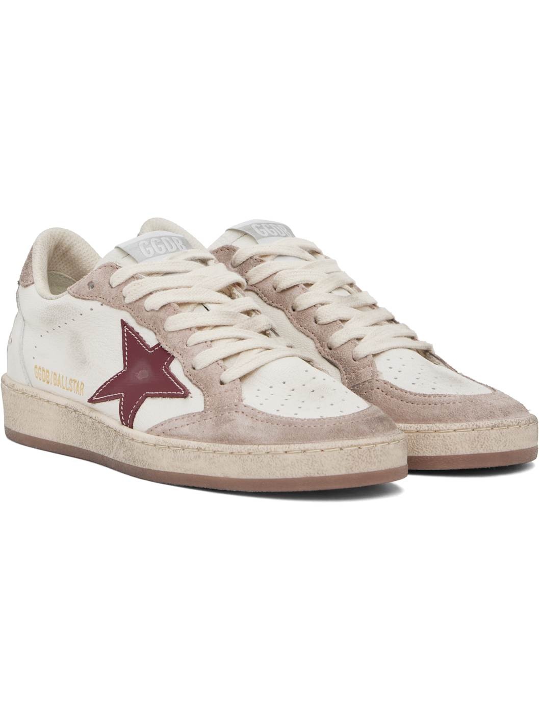 White & Pink Ball Star Sneakers - 4