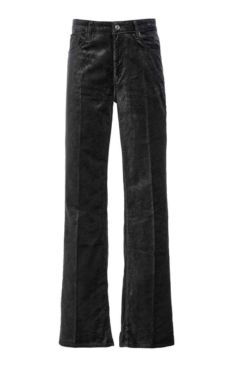 The Reboot Cotton-Blend Velvet Bootcut Trousers green 1