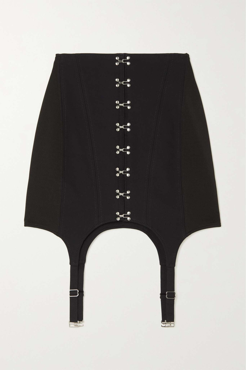 Paneled jersey and stretch-cotton garter mini skirt - 1
