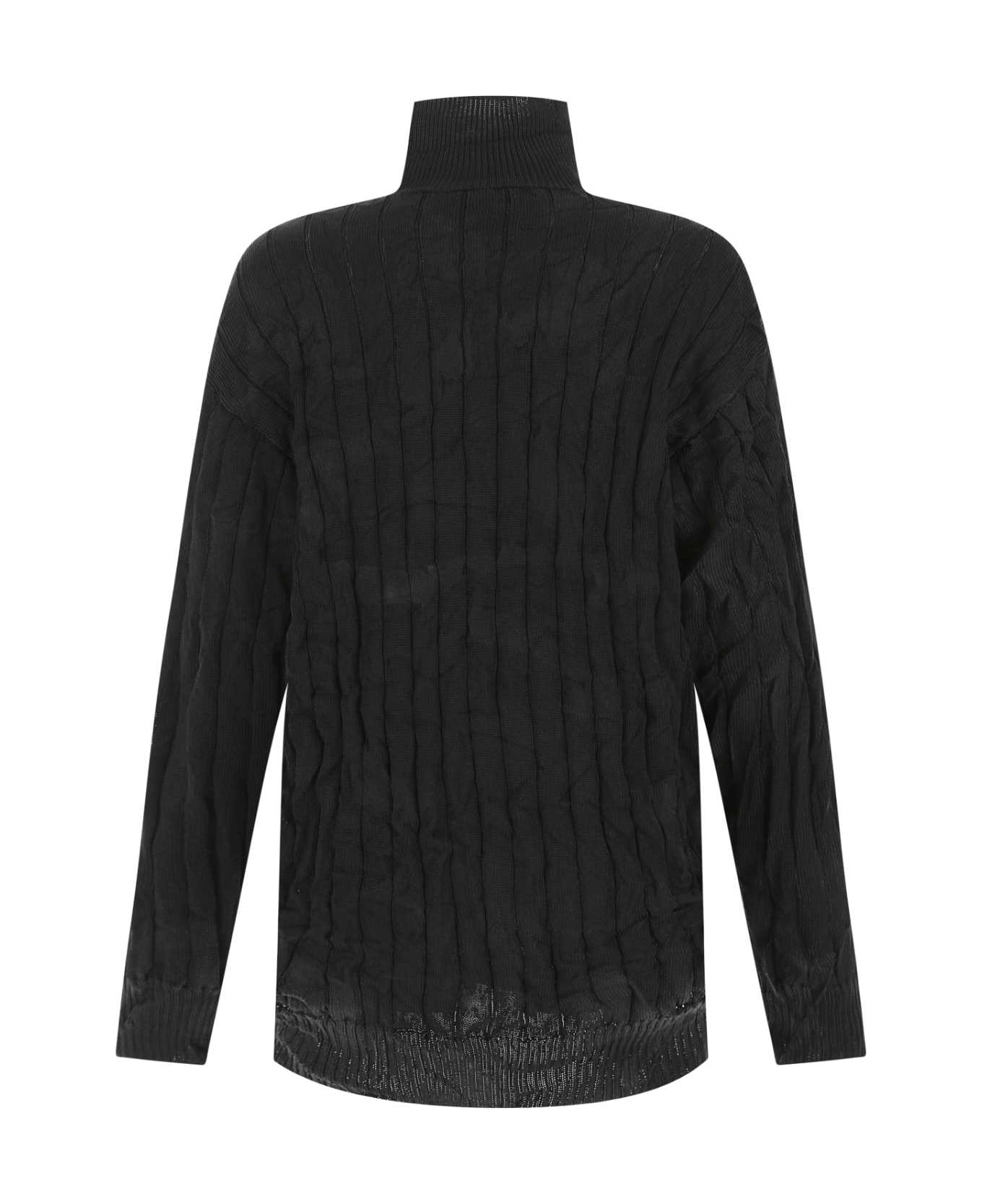 Black Silk Blend Oversize Sweater - 2
