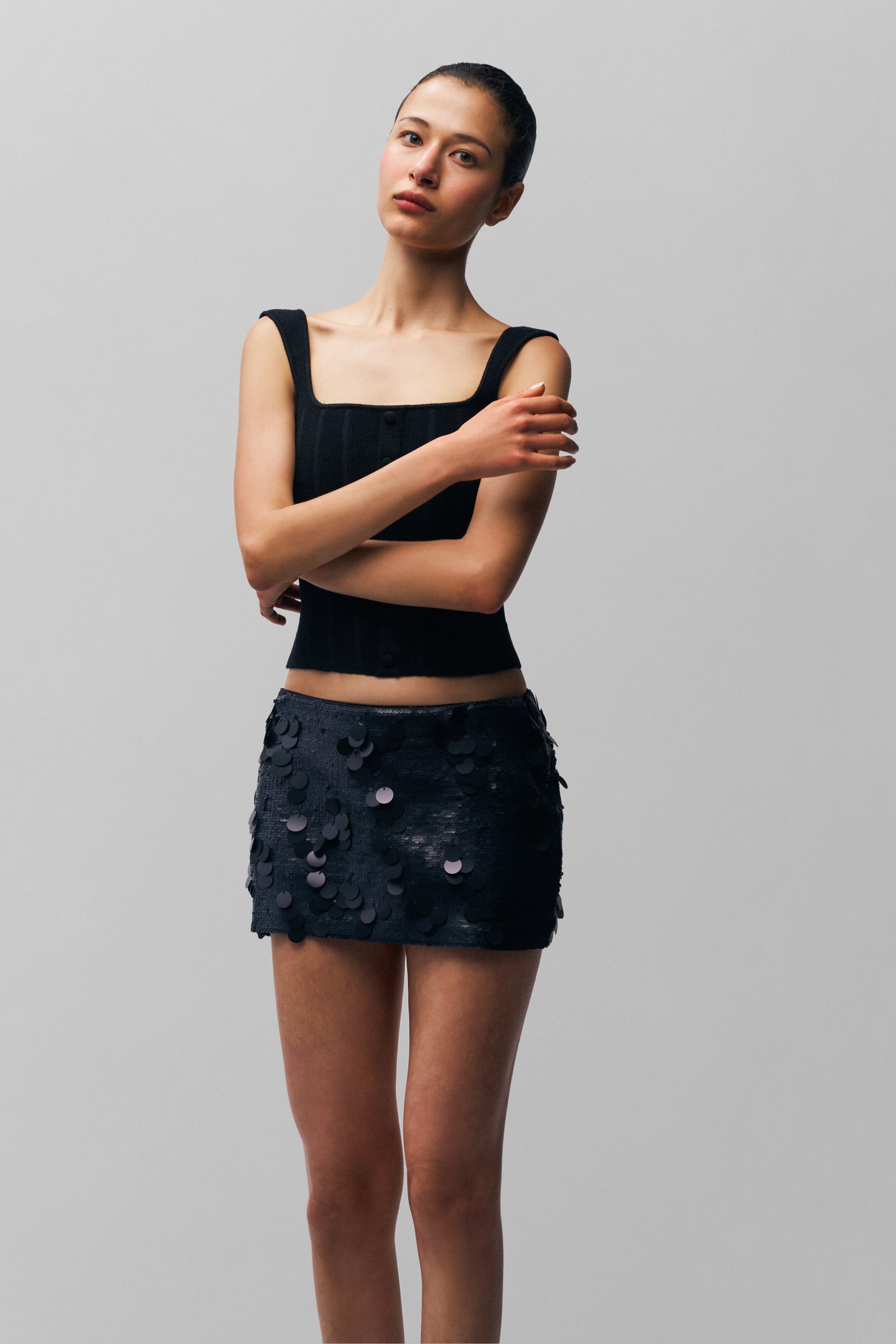 LOW RISE PAILLETTE SKIRT - 5