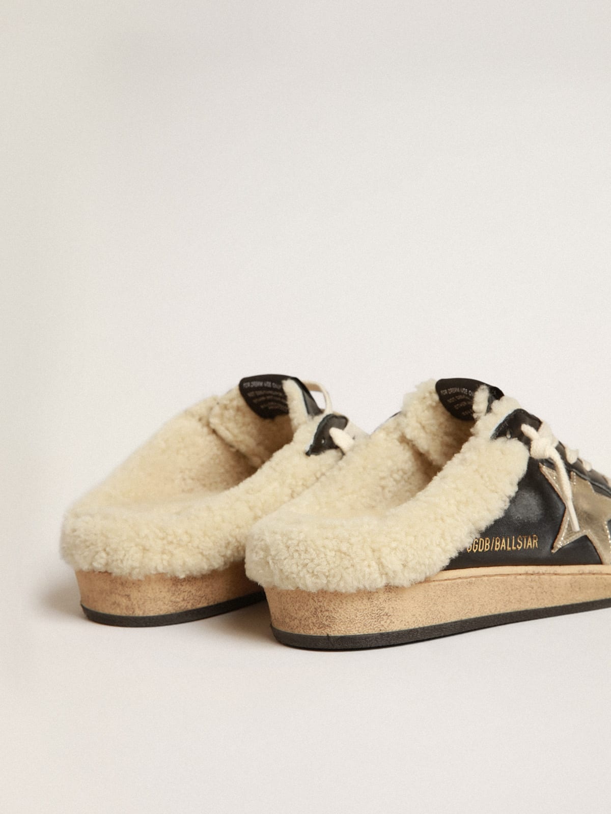 Ball Star Sabots in nappa with platinum star and shearling lining - 4
