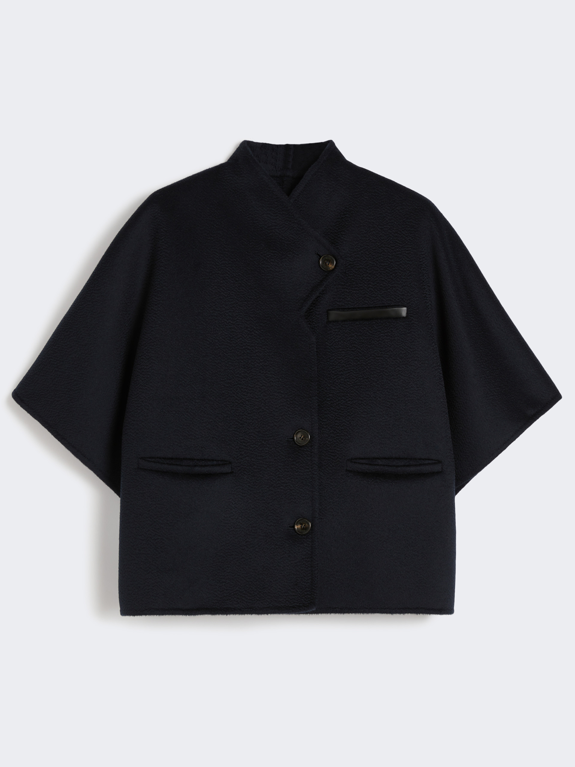 ANDALO Long cropped cape in cashmere drap - 1