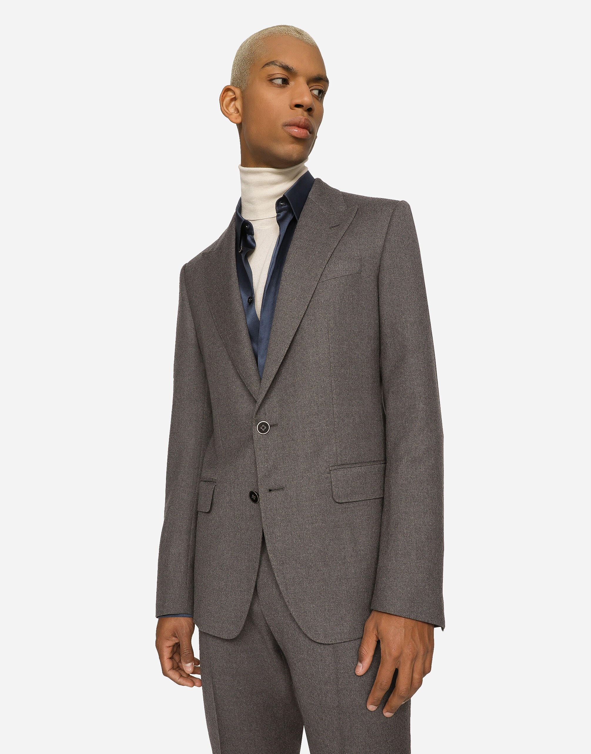 Single-breasted stretch flannel Sicilia-fit jacket - 4