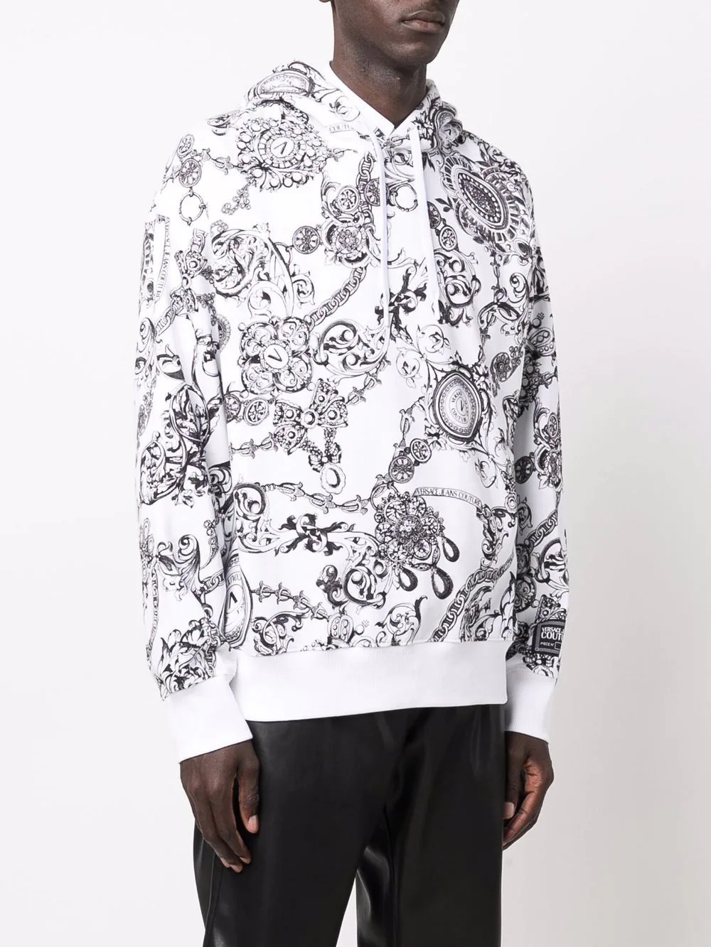 baroque-print cotton hoodie - 3