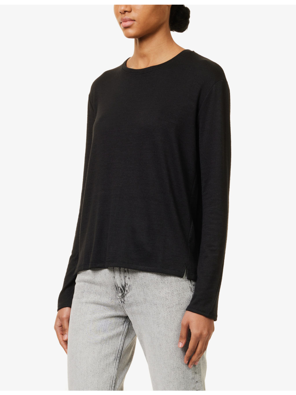 Split-hem long-sleeved woven top - 3