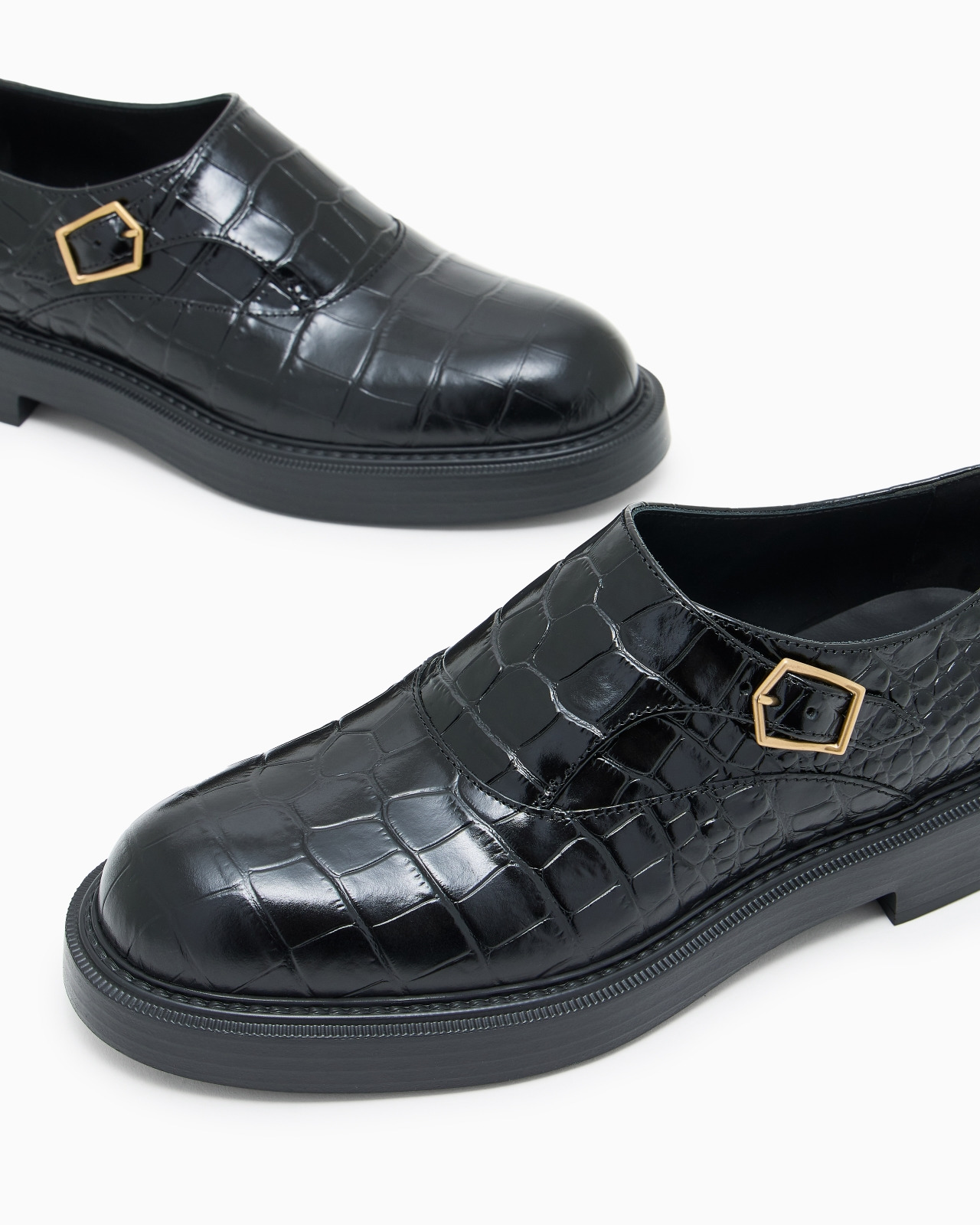 CROCODILE-PRINT CALFSKIN MONKSTRAPS - 5