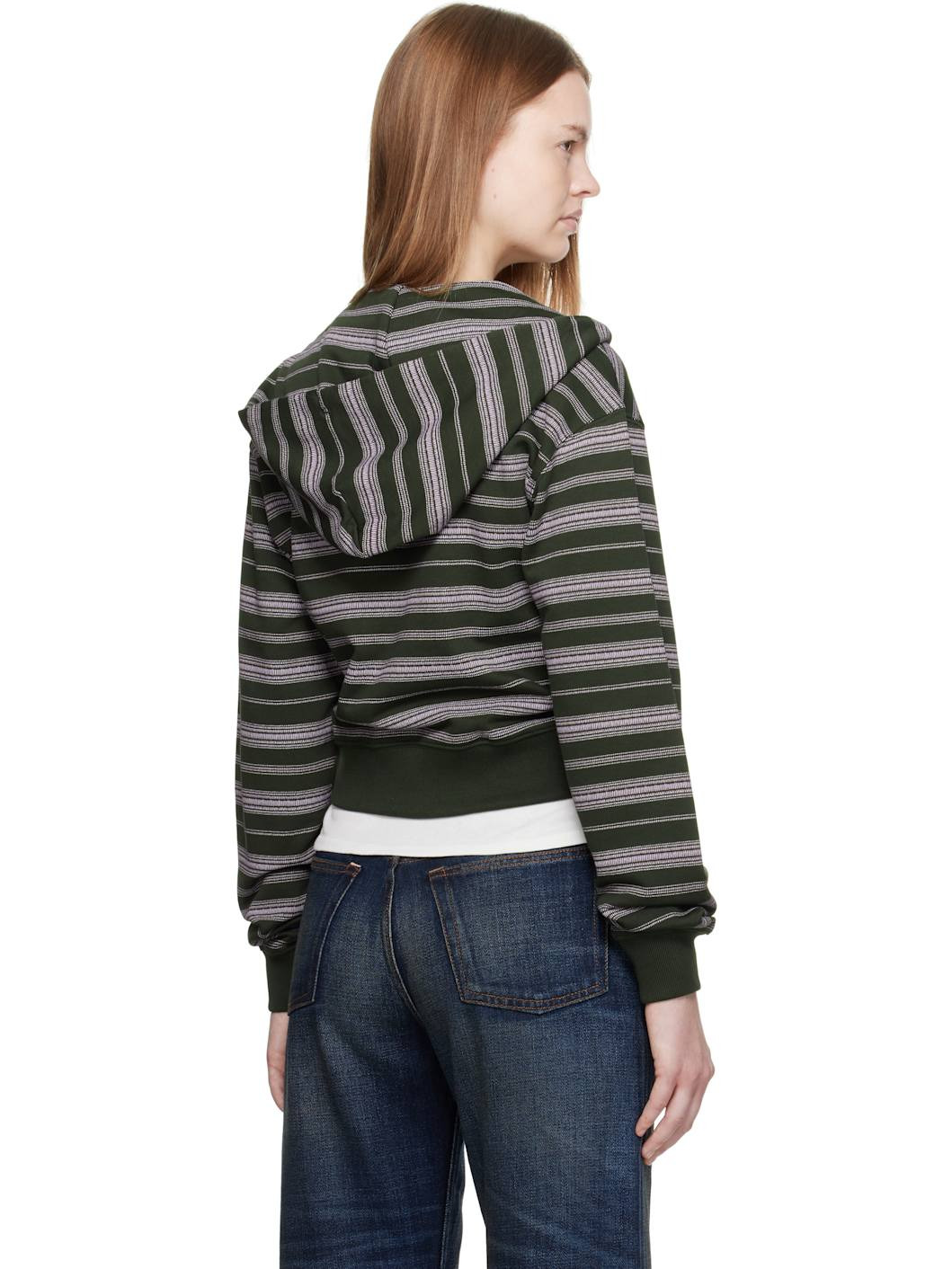 Green Kenzo Paris 'Boke Flower' Striped Hoodie - 3