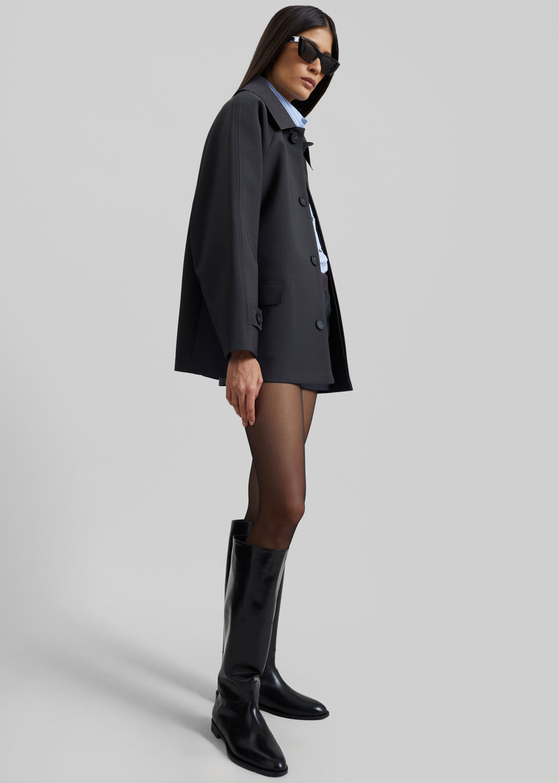 Ebbe Contrast Collar Boxy Jacket - Charcoal 7