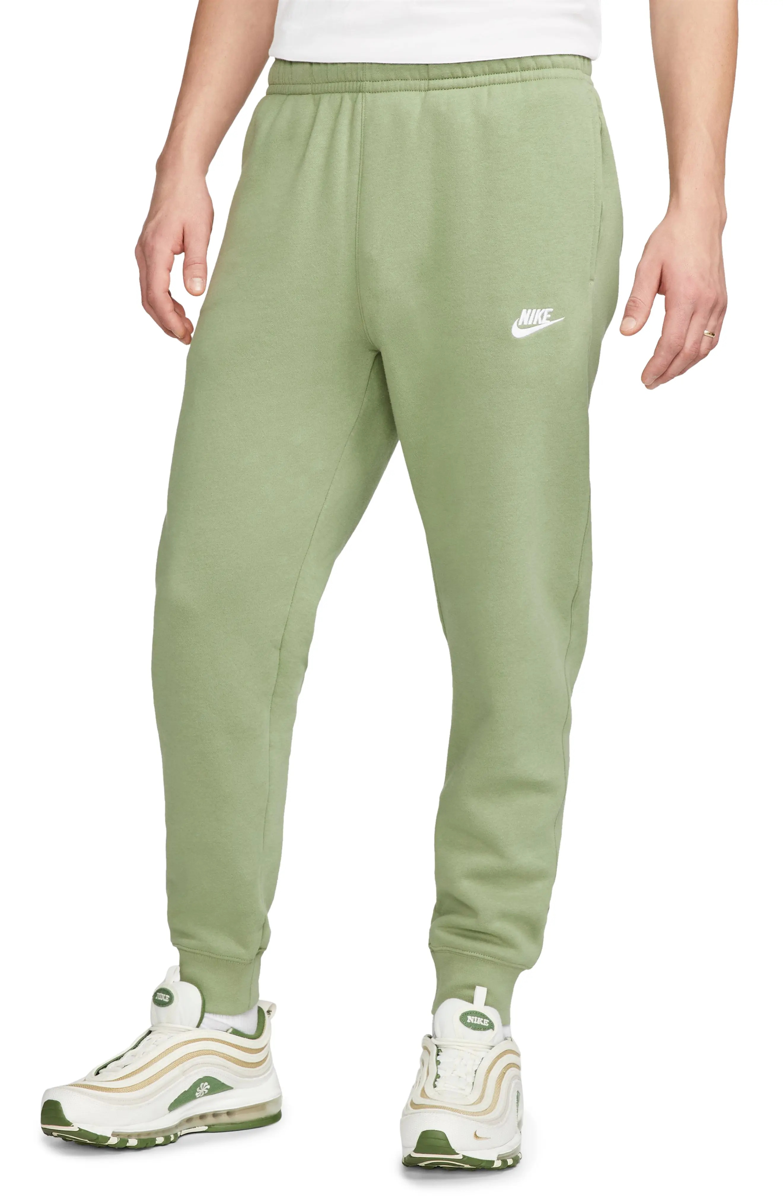 Sportswear Club Pocket Fleece Joggers in Oil Green/White - 1